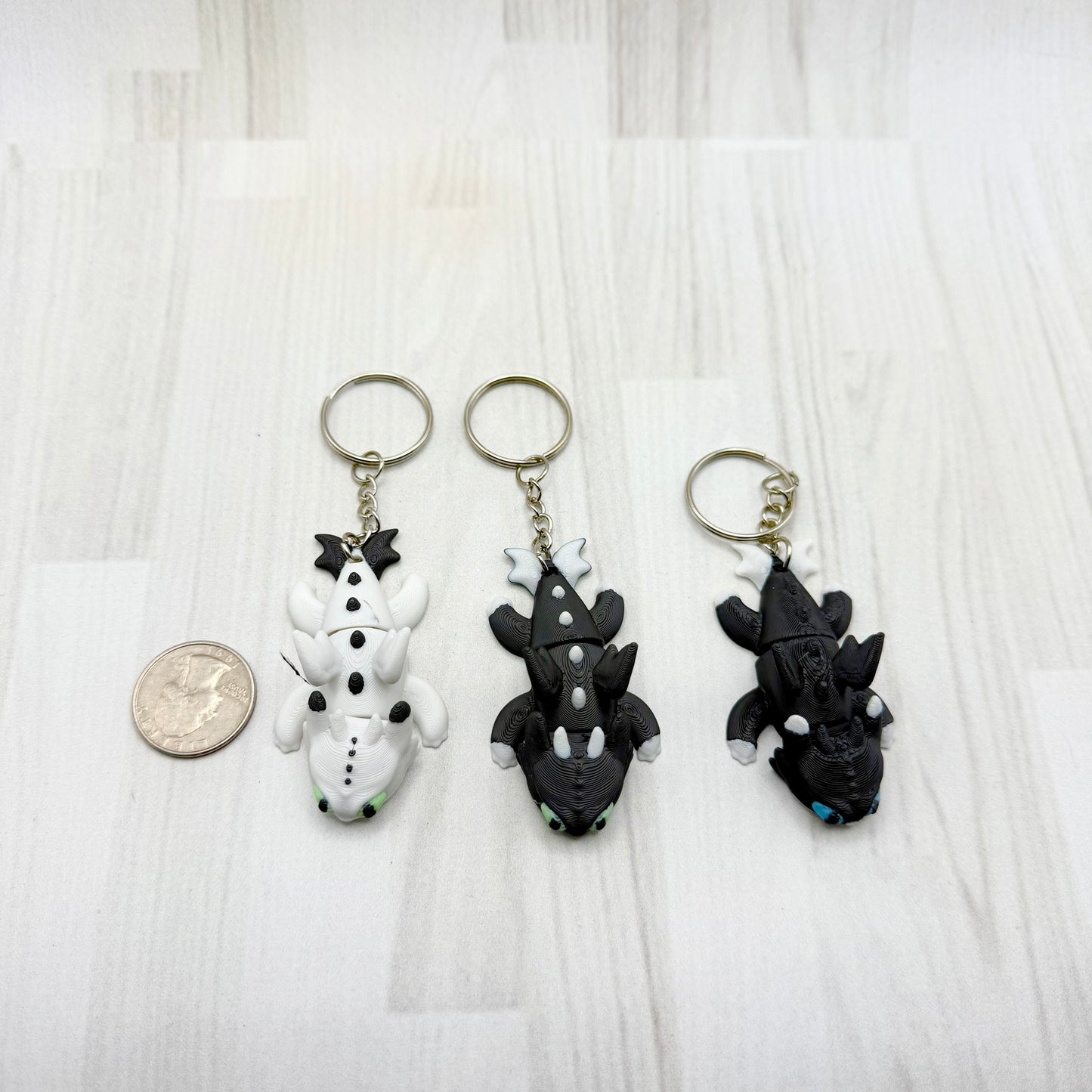 Night & Light Dragon Family Keychains