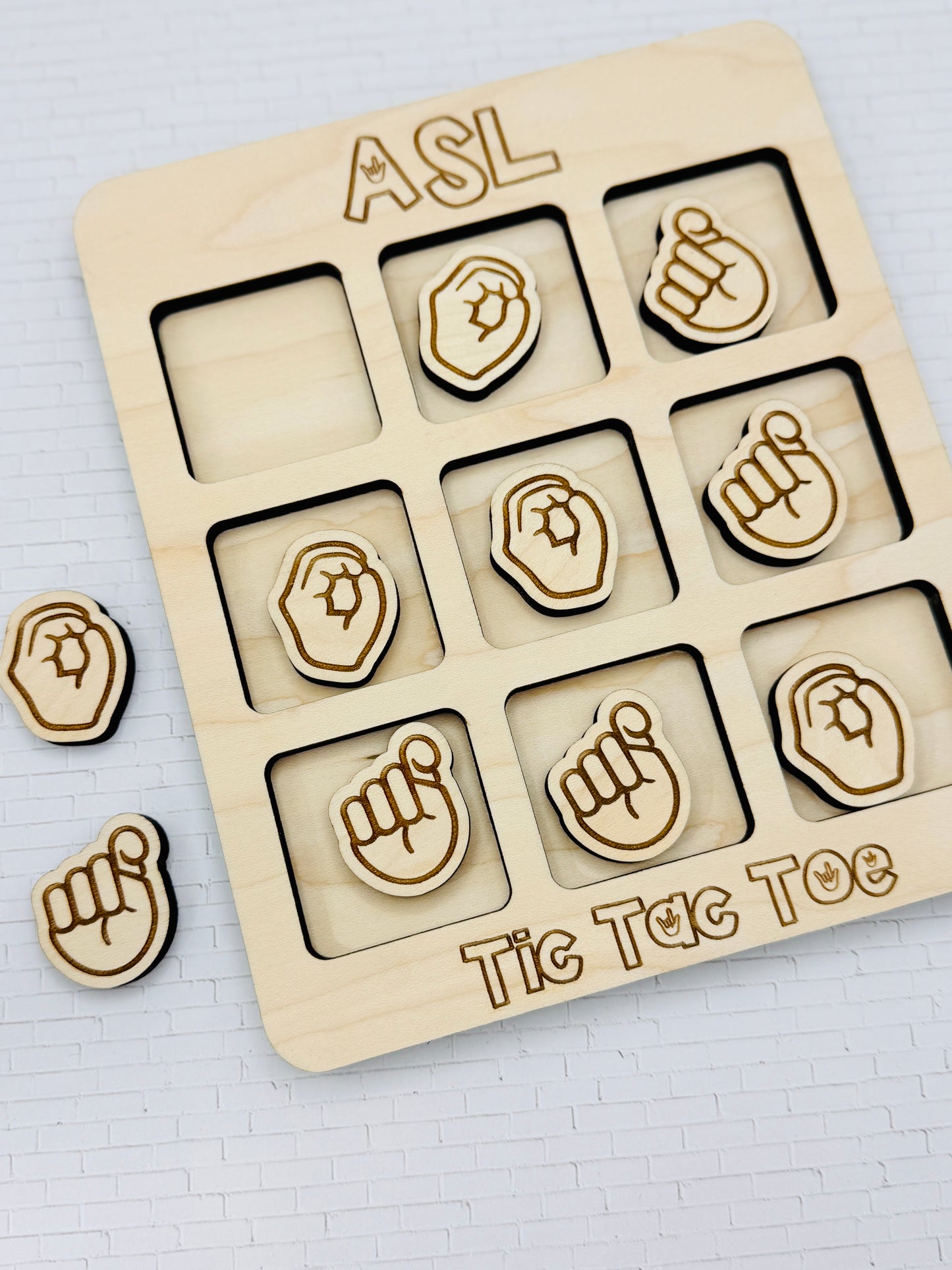 ASL Wooden Tic Tac Toe Game