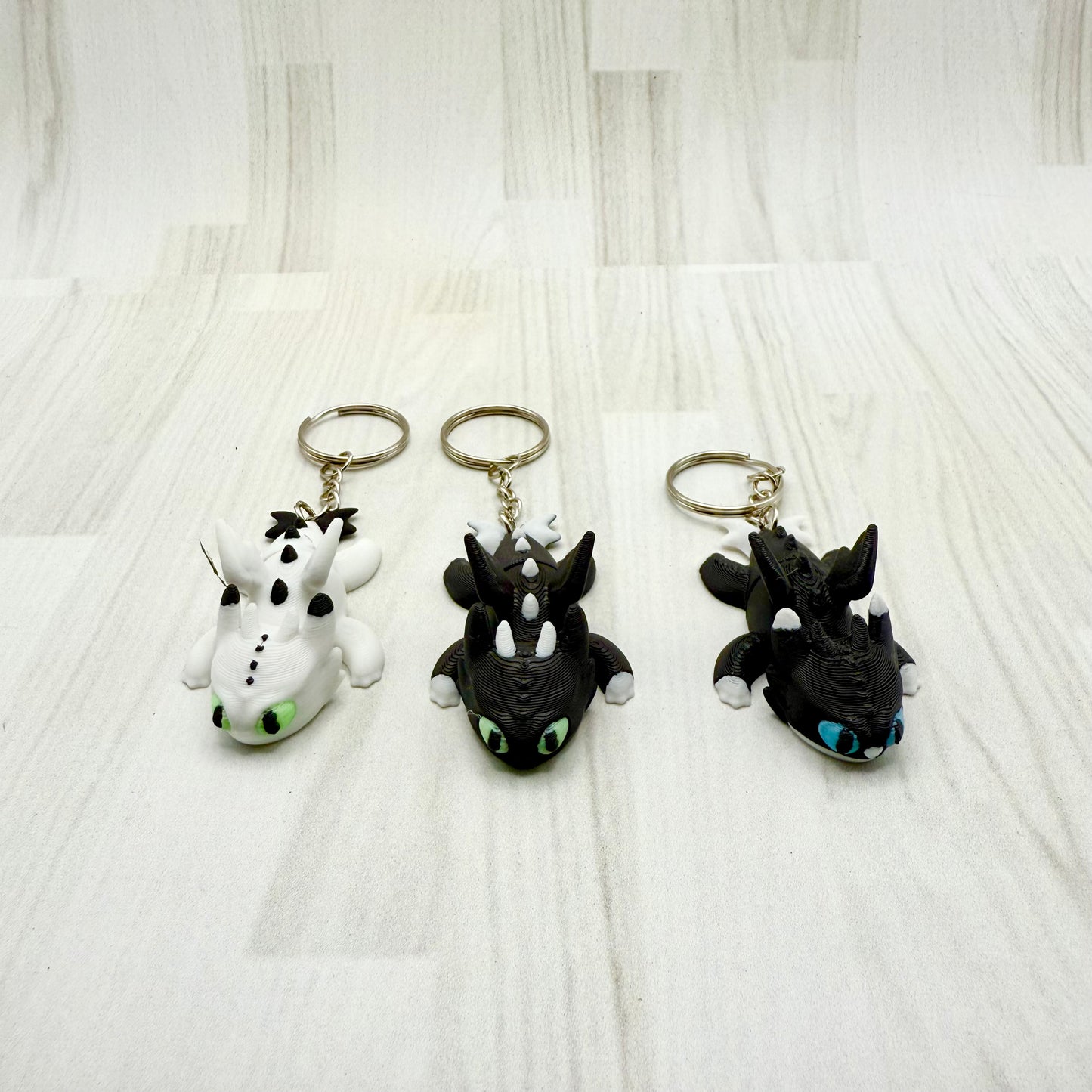 Night & Light Dragon Family Keychains