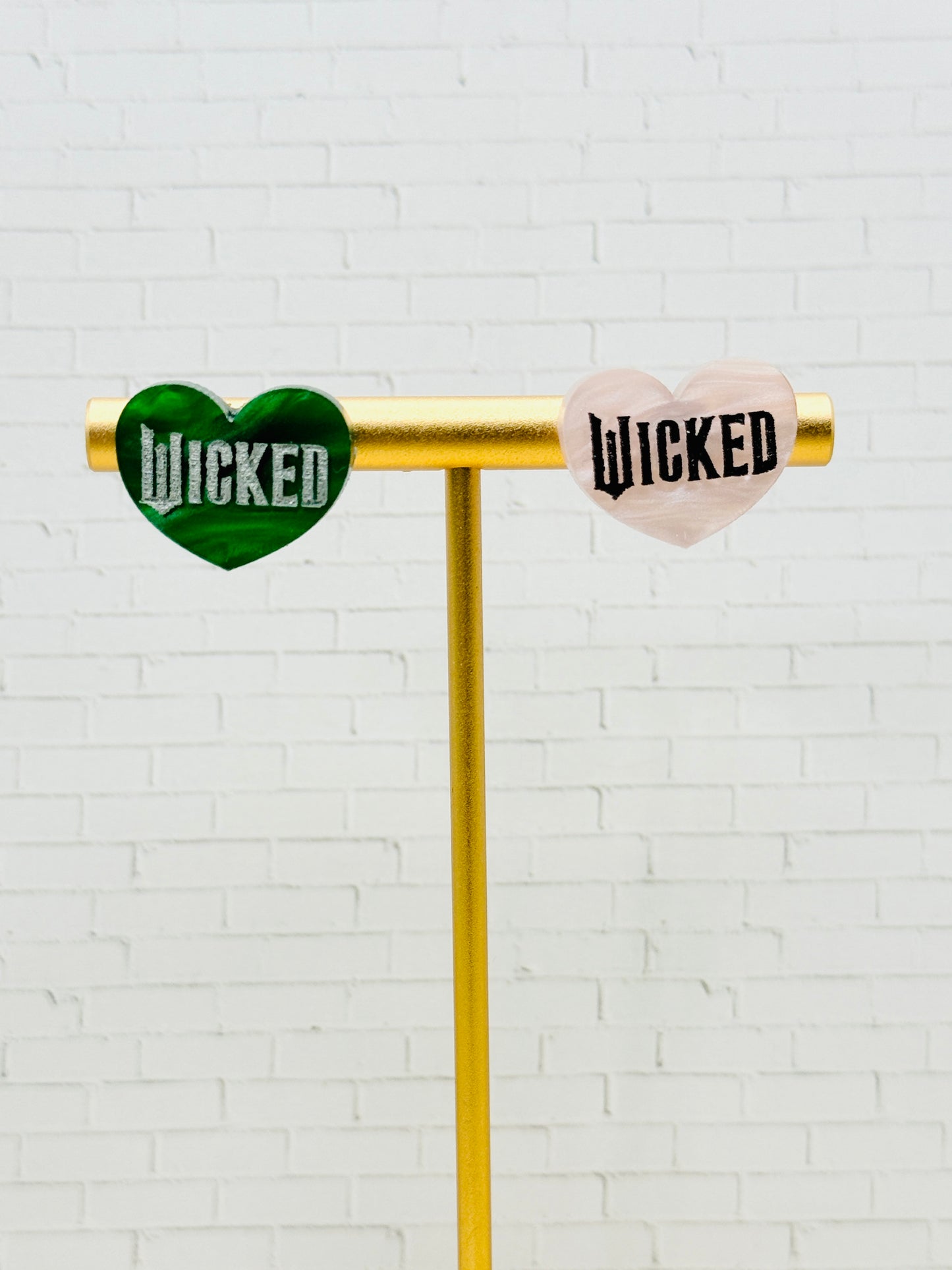 Pink Green Witch Stud Earrings