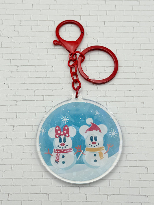 Snowglobe Snowmouse Keychain