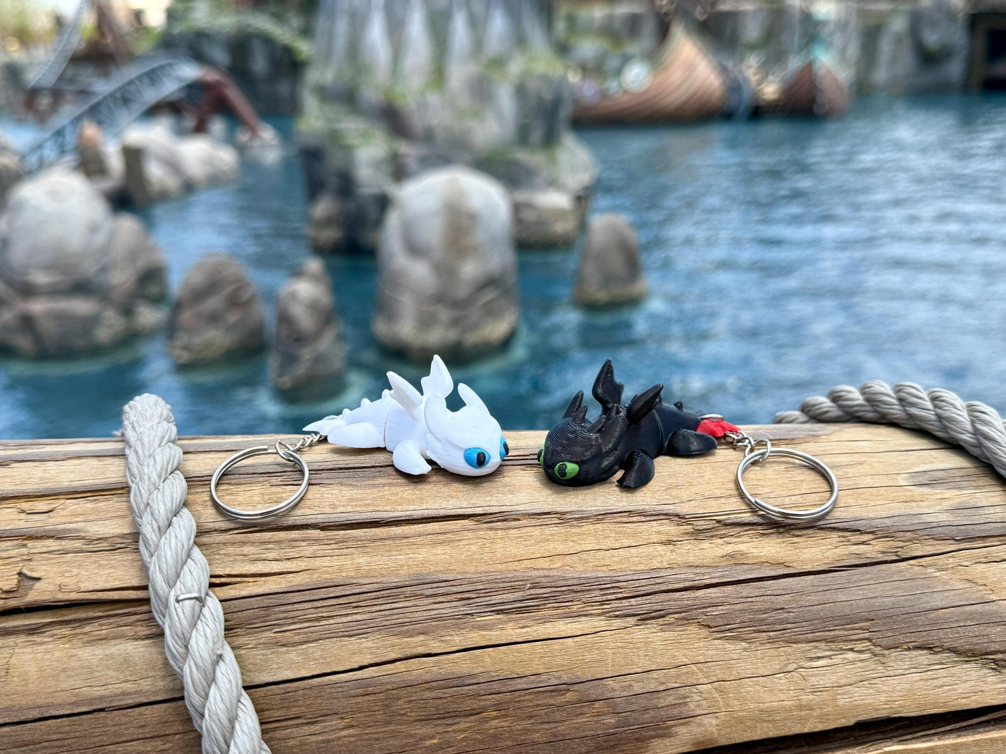 Night & Light Dragon Family Keychains