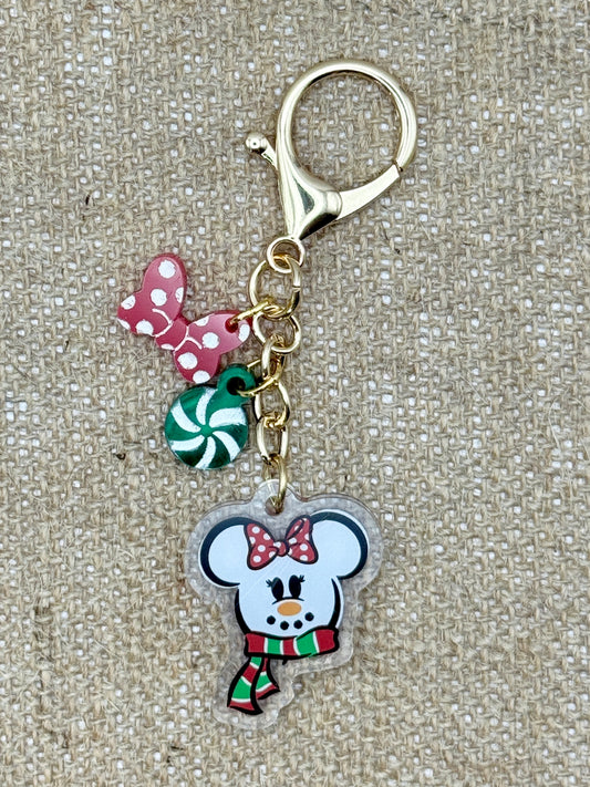 Winter Snowmouse Charm Keychain