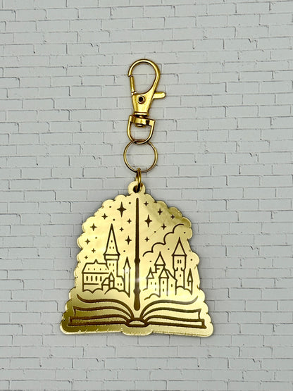 Golden Wizard Castle Keychain
