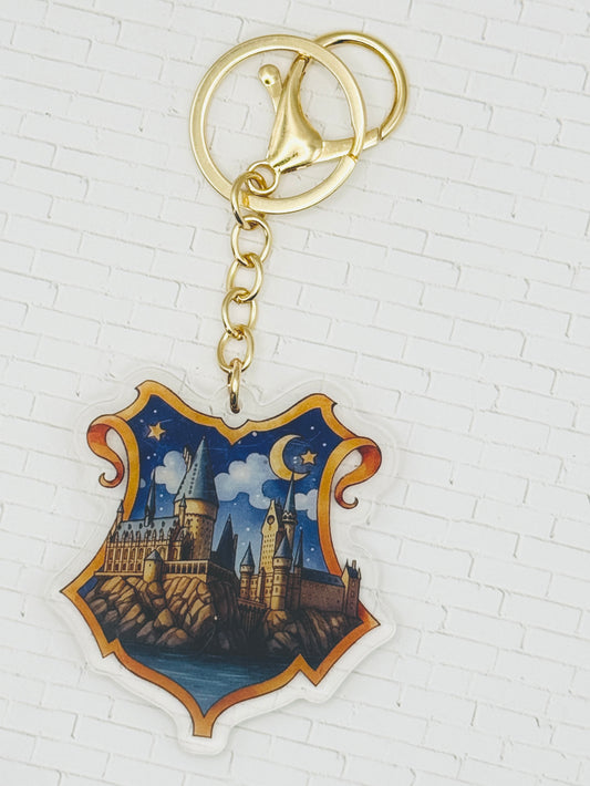 Midnight Wizard Castle Crest Keychain