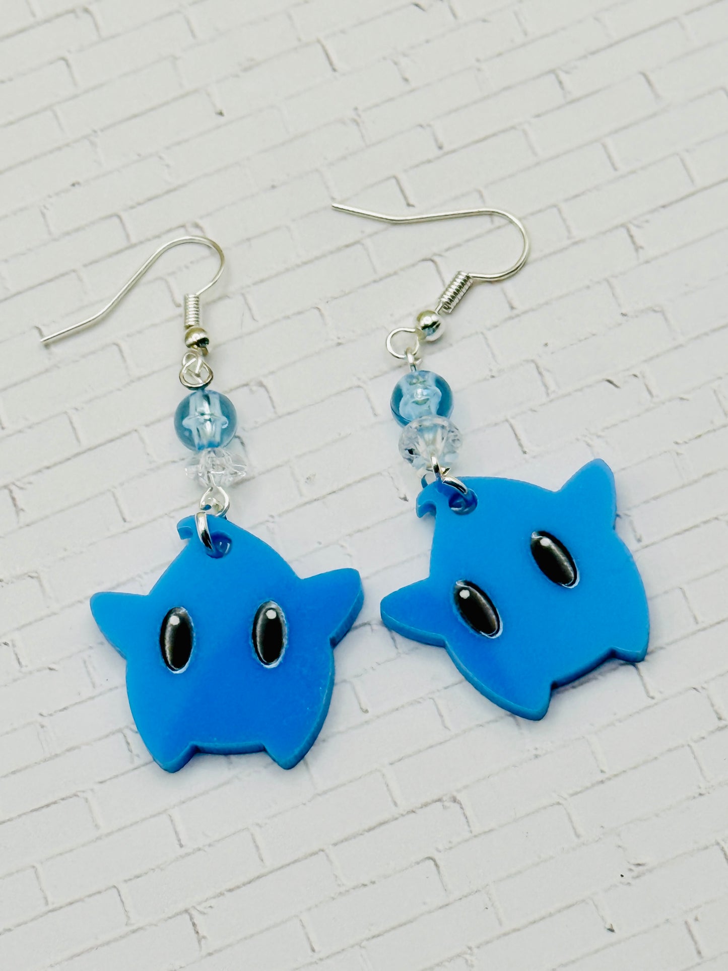 Blue Power Up Star Earrings