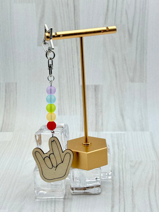Rainbow ASL ILY Keychain