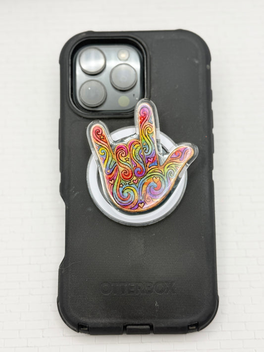 Watercolor ILY Phone Grip