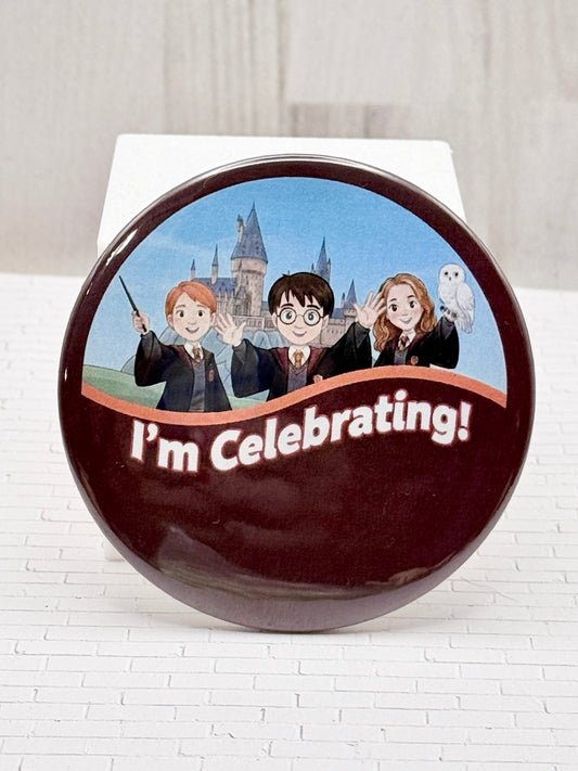 I'm Celebrating Wizard Button Pin
