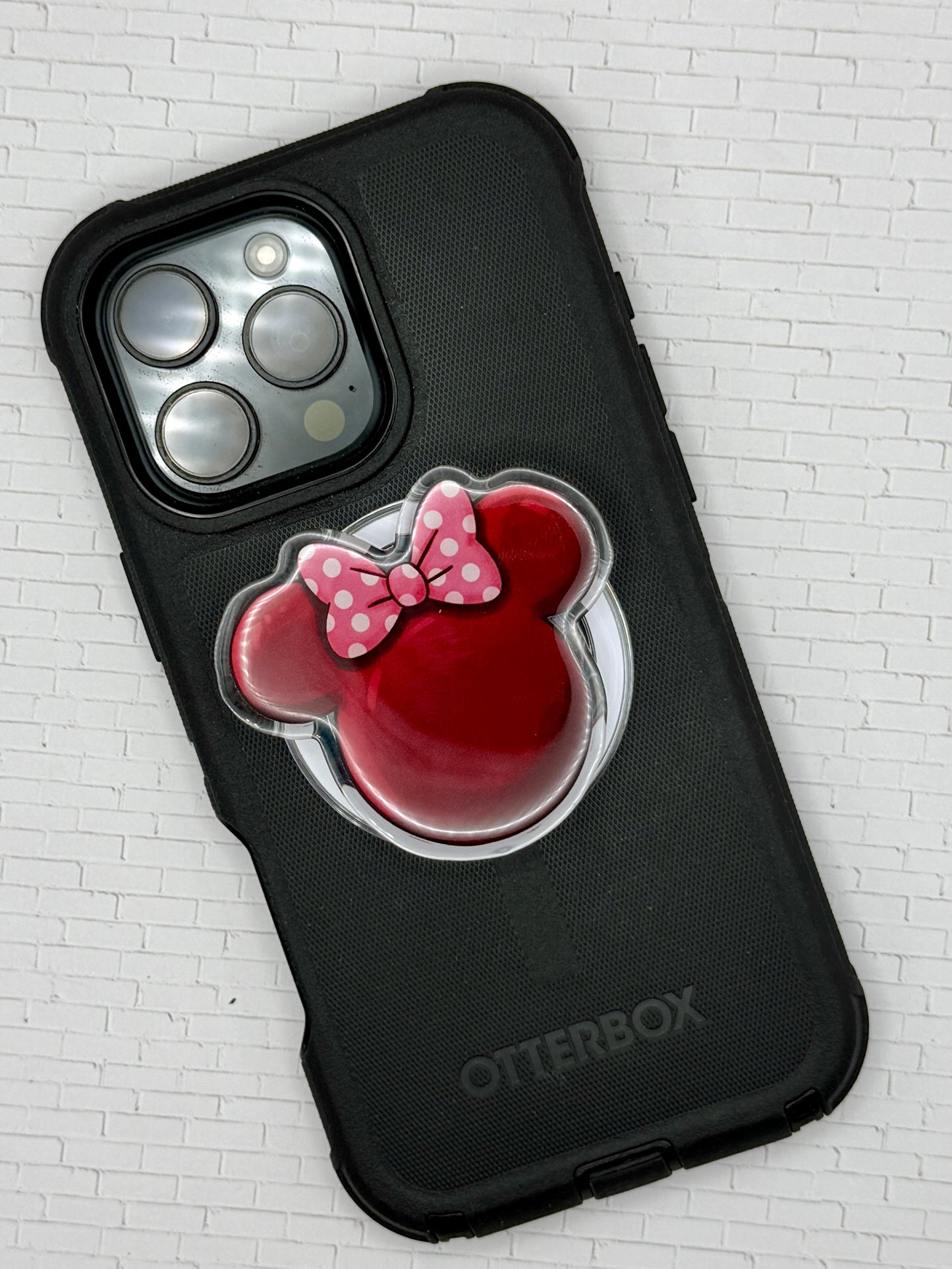 Red Bow Mouse Head Phone Grip