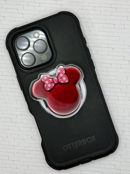 Red Bow Mouse Head Phone Grip