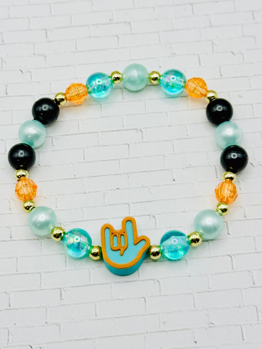 Teal Orange ILY Bracelet