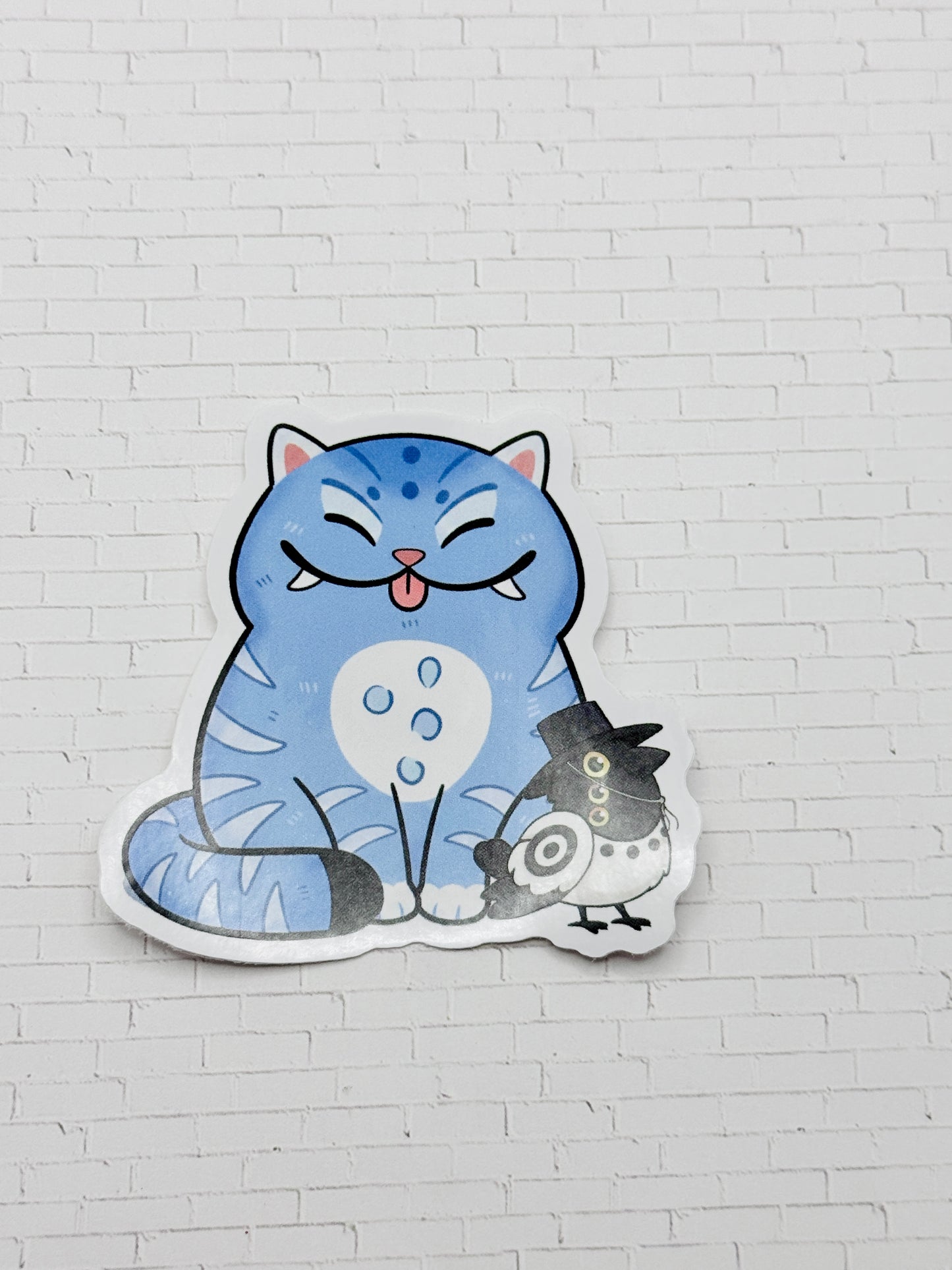 Derpy Cat and Bird Friend Sticker