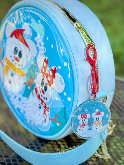 Snowglobe Snowmouse Keychain