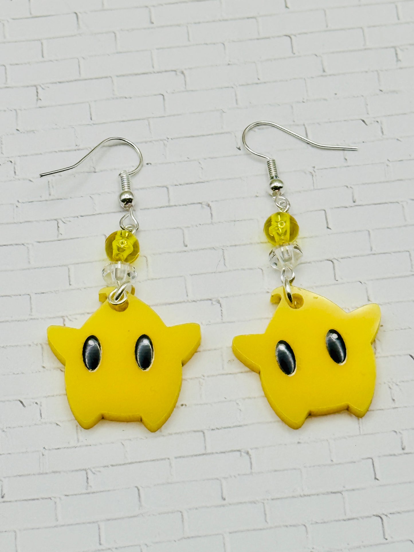 Yellow Power Up Star Earrings