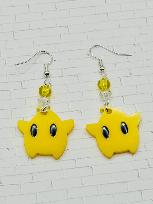 Yellow Power Up Star Earrings